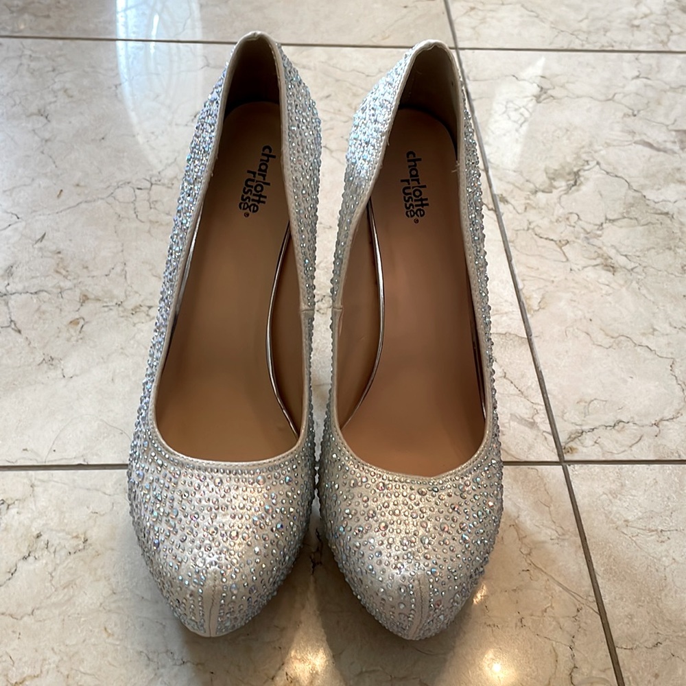 Charlotte Russe Silver Rhinestone Pumps